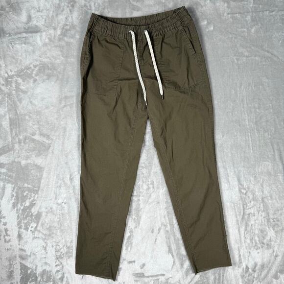 Vuori Pants Women XS Green Ripstop Raw Hem Elastic Waist Hike Organic Drawstring - Picture 1 of 12